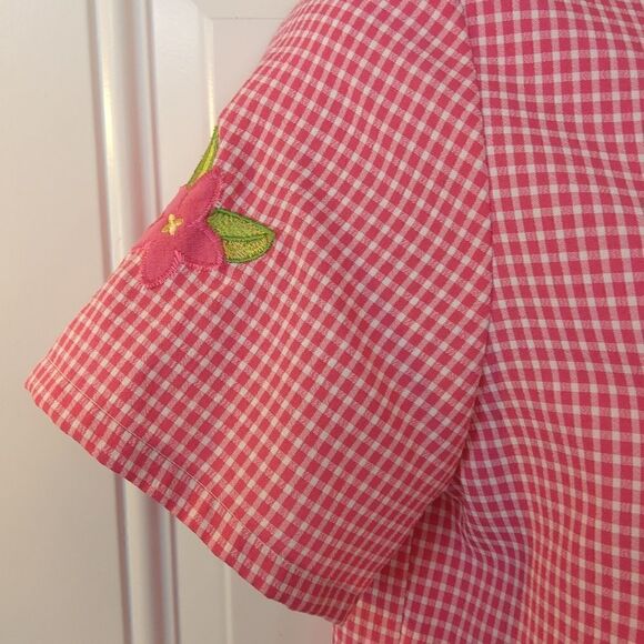 BonWorth fuchsia and white button front shirt with appliques - Picture 7 of 11